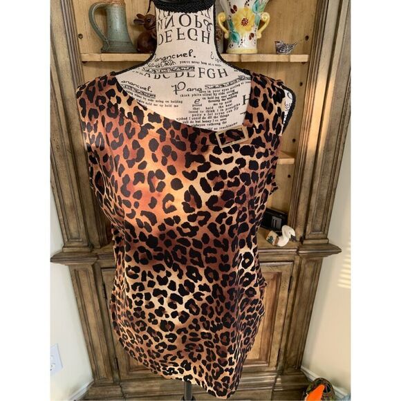 Ann Klein Chetah Print Sleeveless Top - Picture 1 of 5
